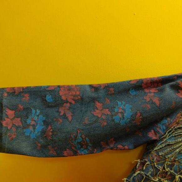 Tantrums Vintage Floral Cut Up Look Denim Jacket - Picture 4 of 8